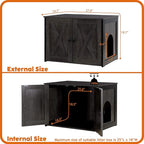 Dwanton Litter Box Enclosure, Cat Litter Box Furniture Hidden, Reversible Entrance Can Be on Left or Right Side, Wooden Cat Washroom Indoor, Dark Gray, 27.6 Inches