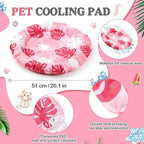 Pet Cooling Mat for Cats and Small Dogs, 20.1'' x 20.1'' Thickened Round Pink Pad Anti-Grab Internal Gel Without Water Filling, Lightweight, Washable, Playmat for Indoor/Outdoor
