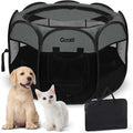 Portable Puppy Playpen Indoor, Small Dog Playpen, Pop Up Kitten Cat Play Pen Tent for Outdoor, Foldable Pet Cage Crate Kennel with Zip Gate Top Cover Bottom for Travel Camping RV Car (Black)