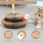 DFQ Kitty Kurlz, Magic Organ Cat Scratching Board Toy with Balls Bells,Made of Recyclable Corrugated Cardboard,Interactive Mental Physical Exercise Cat Toys for Indoor Cats(Brown)