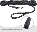 Long Dog Leash for Training 20Ft-Reflective Nylon Rope with Swivel Hook-Recall Agility Lead for Large Small Medium Dogs Outside Walking Hiking-Black