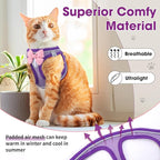 Cat Vest Harness and Leash Set for Walking Escape Proof, Adjustable Kitten Harness Breathable Mesh with Reflective Strips Harness for Kitty Puppy Bunny Purple,M