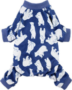 Fitwarm Polar Bear Dog Pajamas, Dog Clothes for Small Dogs Girl Boy, Pet Onesie with Feet, Cat Outfit, Lightweight Velvet, Royal Blue, White, XL