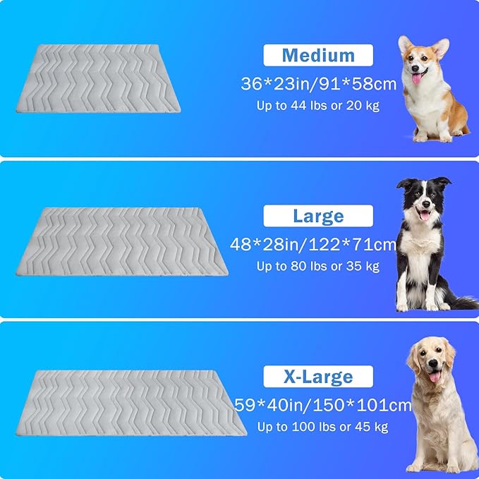 SCENEREAL Dog Cooling Mat, Reversible Self-Cooling Dog Pad (Cool & Warm), 48"x28" Thicken Ice Cool Mat for Crate Kennel Sofa Indoor Outdoor No Toxic Gel, Machine Washable