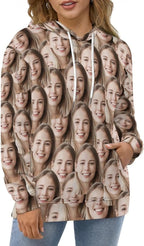 Artsadd Custom Face Unisex athletic Pockets Sweatshirt Loose Hoodie Custom Christmas Long Sleeve Sweatshirt Hooded Pullover