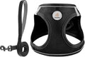 Hipubby Dog Harness and Leash Set, No Pull Soft Mesh Puppy Harness for Small Medium Dogs, Cats - Step in Adjustable Reflective Pet Harness with Buckle and Double D-Rings - Black, XS