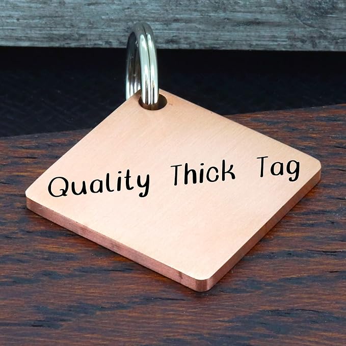 Ultra Joys Cat ID Tag Personalized Pet Tags, Durable Stainless Steel Small Pet Mini Dog Cat Tag Lightweight -Diamond Tag in Rose Gold