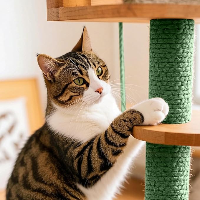 Sisal Rope for Cat Scratcher 1/4" 100 Ft Cat Tree Twine for Repairing Cat Scratching Post Replacement DIY Hemp Rope for Carpet Mat, Pet Toy, and Crafts Gardening Home Decorating (Green)