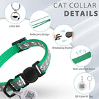 Cat Collar Breakaway with QR Code Name Tag, Reflective Kitten Collars with Bell, Cat ID Tag Personalized, Ultra-Durable, Adjustable, Quick Release, Fits Most Girl Boy Small Large Cats (8''-13.3'')