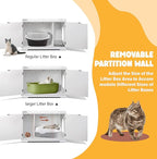 ZENY Wooden Cat Litter Cabinet, Hidden Litter Box Enclosure, Modern Storage Bench with Divider, Fit Most Boxes - White