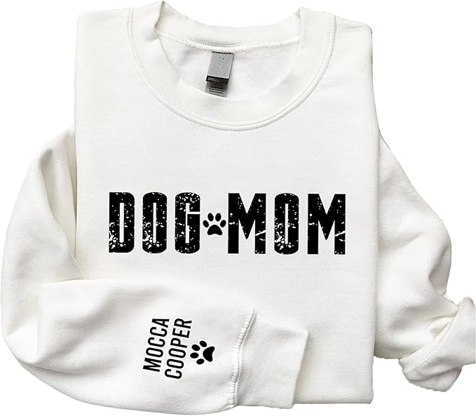 Personalized Dog Mom Sweatshirt, Custom Pet Name Sweater for Women, Dog Lover Gift, Cute Pet Apparel