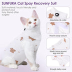 SUNFURA Cat Recovery Suit, Kitten Surgical Full Bodysuit for Abdominal Wound Protector Anti Licking After Surgery, Professional Bandages Cone E-Collar Alternative for Small Male & Female Pets