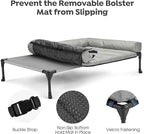 Veehoo Cooling Elevated Dog Bed Add Removable Waterproof Bolster Cushion Mat, Raised Pet Cot with Breathable Teslin Mesh, No-Slip Feet, Dog Couch Bed for Indoor Outdoor, 32x25inches, Grey, CWC2331B