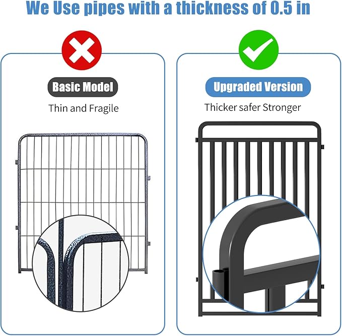 New Thickened Version Dog Playpen, 40 Inch Dog Fences for The Yard, Portable Outdoor Dog Playpen for Large/Medium/Small Dogs, Foldable Metal Dog playpen, with Doors (32 Panels, 40 Inch)