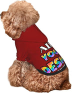 Custom Dog Hoodie Personalized Dog Sweatshirt, Dog Clothes for Small Dogs Customizable, Dark Red, XXL, Ropa para Perros Pequeños Customized Pets Puppy Clothes, Personalized Gifts