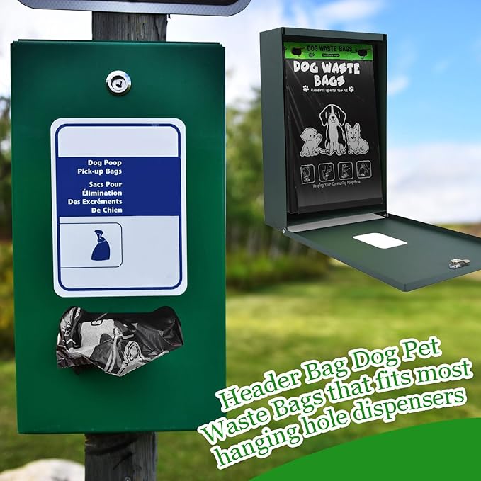 Ireer 20 Count 2000 Pcs Header Bag Bulk Cute Dog Pet Waste Bags Bulk Poop Leakproof Easy Single Pull for Poop Dog Waste Station Fit Hang Hole Dispenser Pet Home Outdoor