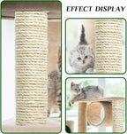Natural Sisal Rope 1/4 Inch 6mm 98-Feet for Cat Scratching Post Tree Tower Replacement Repair and Replace, DIY Hemp Twine Rope for Cat Scratching Furniture Window Perch and Crafts Gardening