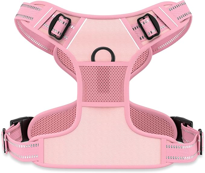 Rnivvi No Pull Dog Harness, Cute Reflective Large Sized Puppy Harness, Adjustable Soft Padded Vest for Large Dogs, Heavy Duty Pet Vest with Easy Control Handle for Walking Training, Pink