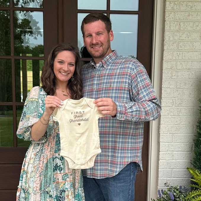 COUPLEHOODIES Personalized Baby Onesie Bodysuit – Custom Embroidery Gift for Pregnancy Reveal Baby Shower or First Grandchild