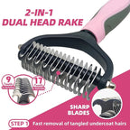 Pet Grooming Kit - 7 PCS Deshedding Brush Set with Slicker, Undercoat Rake, Bath Brush & Nail Clipper for Short & Long Haired Dogs, Cats (Pink)