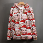 Artsadd Custom Face Unisex athletic Pockets Sweatshirt Loose Hoodie Custom Christmas Long Sleeve Sweatshirt Hooded Pullover