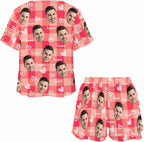 D-Story Custom Short Pajama Set with Pet Face Personalized Photo Sleepwear 2 Pieces Pjs Nightwear Xmas Gift for Women