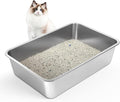 LIHONG Stainless Steel Cat Litter Box,Extra Large Metal Litter Box for Big Cats Kitty Rabbits,No Smell,Non Stick,Easy to Clean(24" Lx16 Wx6 H,XL)
