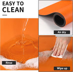 Dog Food Mat - Absorbent Cat Mat for Food and Water, No Stains Pet Feeding Bowl Mat, Easy to Clean Pet Placemats, Quick Dry Dog Water Dispenser Mat for Messy Drinkers | Orange 18"x 28"