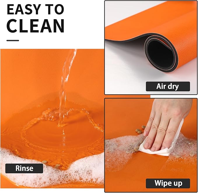 Dog Food Mat - Absorbent Cat Mat for Food and Water, No Stains Pet Feeding Bowl Mat, Easy to Clean Pet Placemats, Quick Dry Dog Water Dispenser Mat for Messy Drinkers | Orange 18"x34"