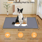 Cat Food Mat, 34" x 22" Large Silicone Pet Feeding Mat with Raised Edge Pet Placemat for Food and Water Bowl Non-Slip, Easy to Clean, Floor Protection (Dark Grey)