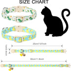 2 Pack Summer Duck Dinosaur Cat Collars Breakaway with Bell, DOGWONG Safety Buckle Duck Cat Collar for Girl Boy Cats，Adjustable 7-12 Inch