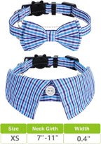 Faleela 2 Pack/Set Cat Collar with Cute Bow Tie and Bell,Breakaway Plaid Shirt Collar for Kitty Adjustable Safety