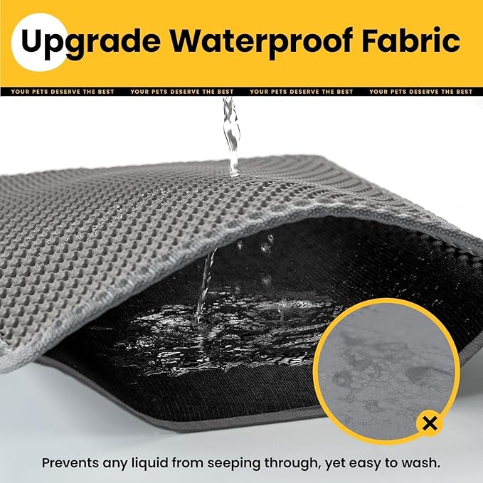Small Cat Litter Box Mat: Easy Clean Kitty Litter Trapping Mat for Floor, Plastic Cat Box Pad (15 * 24in, grey, 1p)