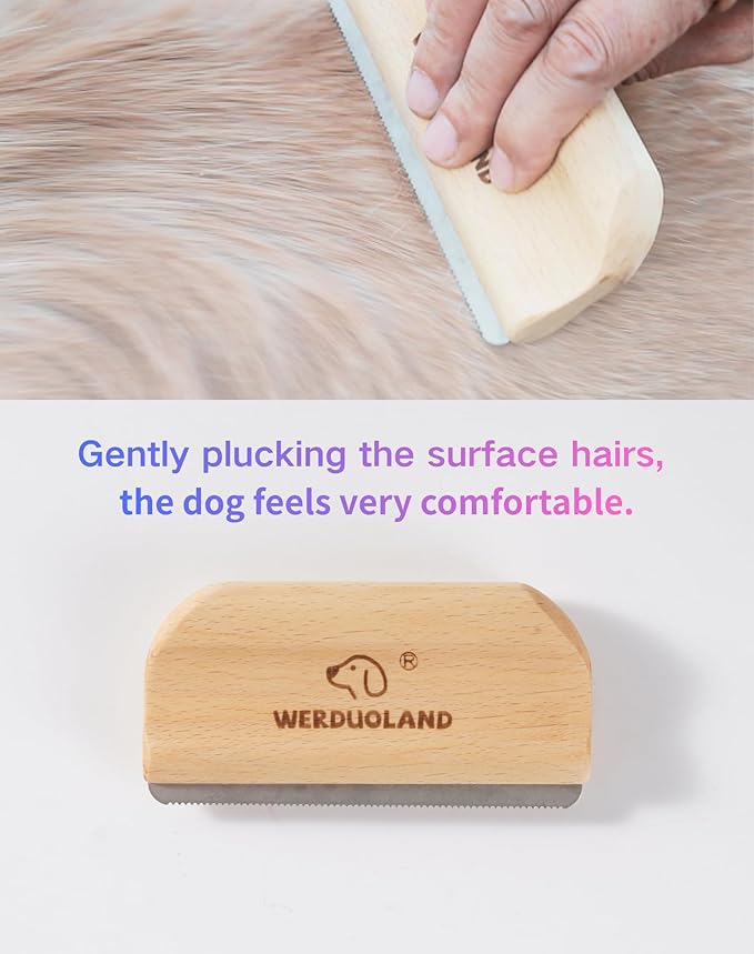 Gentle Deshedding Brush for Short, Medium & Long Hair Dog Wooden Handle, Ergonomic Pet Deshedding Grooming Tool(blue)