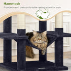 Globlazer Cat Tree Tower, 76-Inch Extra Tall Multi-Level Cat Furniture with Cozy Condos, Hammock and Perches for Adult Cats, Perfect for Climbing, Scratching, and Play, F76, Dark Grey