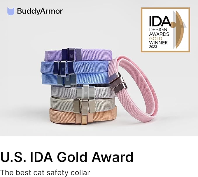 Safety Cat Collar - U.S. IDA Gold Awarding Design, Elastic Quick Release, Non Breakaway - Lightweight for Kitten, Neck Fit 7.8'-15.7' for All Small Large Cat,M(Linen)