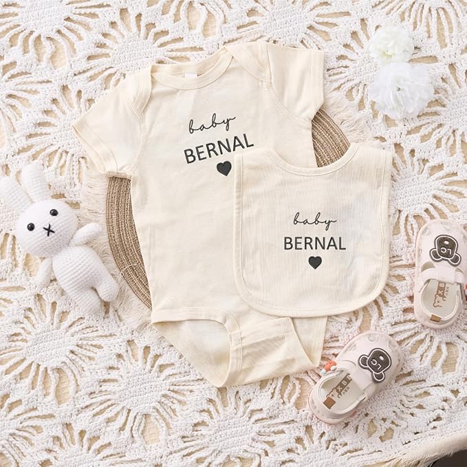 COUPLEHOODIES Personalized Baby Onesie Bodysuit – Custom Embroidery Gift for Pregnancy Reveal Baby Shower or First Grandchild