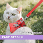 Cat Harness and Leash Set,Escape Proof Kitten Harness,Step in Adjustable Soft Lightweight,Easy Control,Reflective Strips Comfortable for Walking Travel(Red,XXXS)