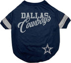 Pets First NFL Dallas Cowboys Dog & Cat T-Shirt, Small. Football Pet Shirt with Team Name & Logo, Striped Sleeves, Poly-cotton Material, Machine Washable