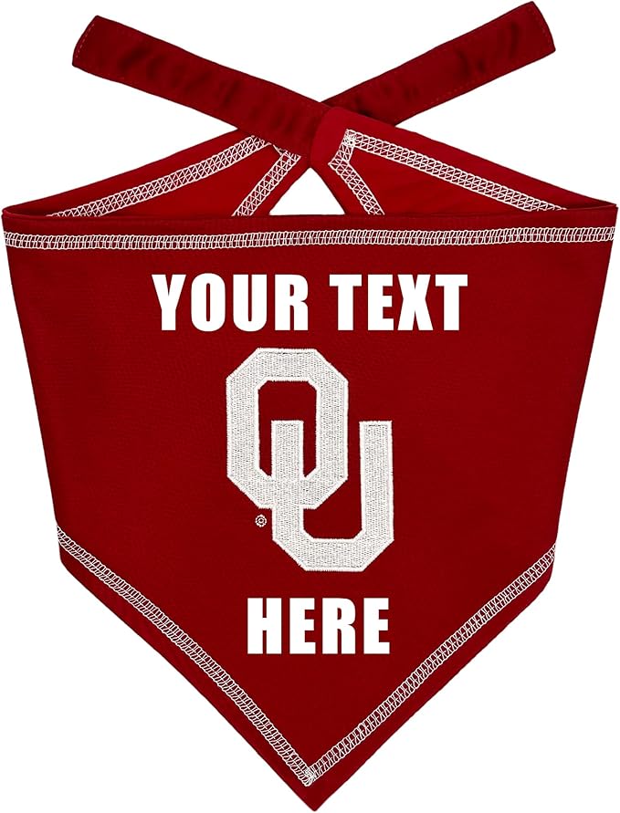 Pets First NCAA Oklahoma Sooners Personalized Tie Around Bandana for Dogs & Cats, Size Large/X-Large. Custom Dog Bandana Scarf Bib for Pet Cat Dog. The Ultimate Game-Day & Party Customizable Bandana
