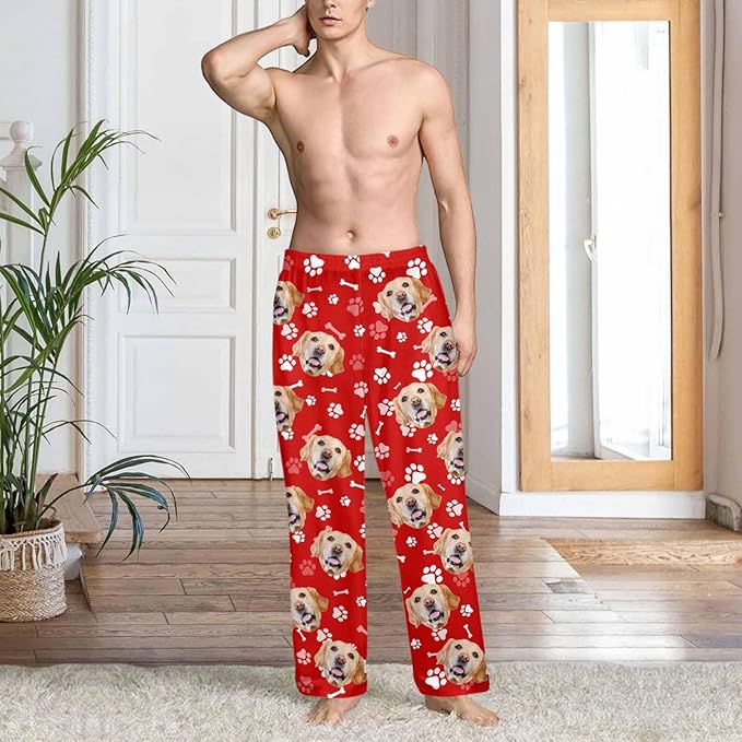 Custom Couple Pajama Pants Sock with Funny Face, Personalized PJ Anniversary Birthday Women Men Pants