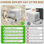 Enclosed Stainless Steel Cat Litter Boxes,Large Foldable Litter Box with Lid,Hooded Covered Stainless Steel Cat Litter Box,Easy Cleaning,No Urine Leakage,Deeper Pan