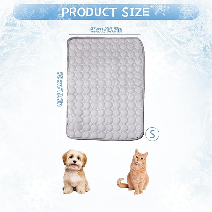 Dog Cooling Mat,2025 Upgrade Pet Cooling Mat for Dogs Cats,Summer Ice Silk Cool Mats & Sleeping Pad for Indoor or Outdoor,Perfect as Blanket for Kennel Sofa Bed Floor Car (Grey, Small, 19.6"x15.7")