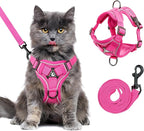 Escape Proof Kitten Harness and Leash Set - Adjustable Soft Mesh Vest for Small Cats, Reflective Breathable Walking Harness with 4 Buckles