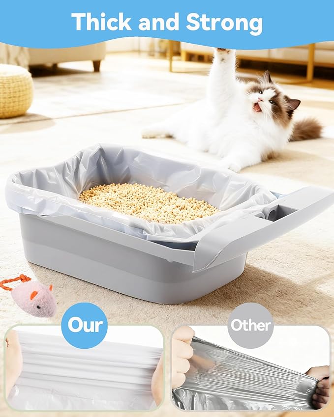 90 Count Automatic Cat Litter Box Bags Compatible with Cmg Fmo Fstg Robot Litter box, Pre-Seperated Thick Self-Cleaning Cat Litter Box Replacement Liners with Drawstring Heavy Duty-26"x11.8"