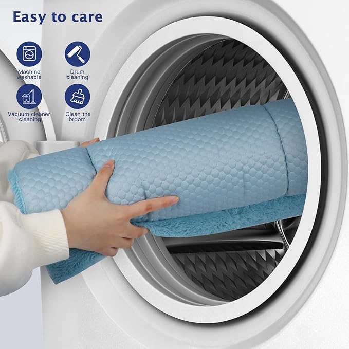 Dog Bed Mat, Crate Pad Reversible,Soft Kennel Pad, Washable Dog Crate Mat (Cool and Warm),Pet Sleeping Mattress for Small Medium Dogs XB009 (36''x23'',Blue)