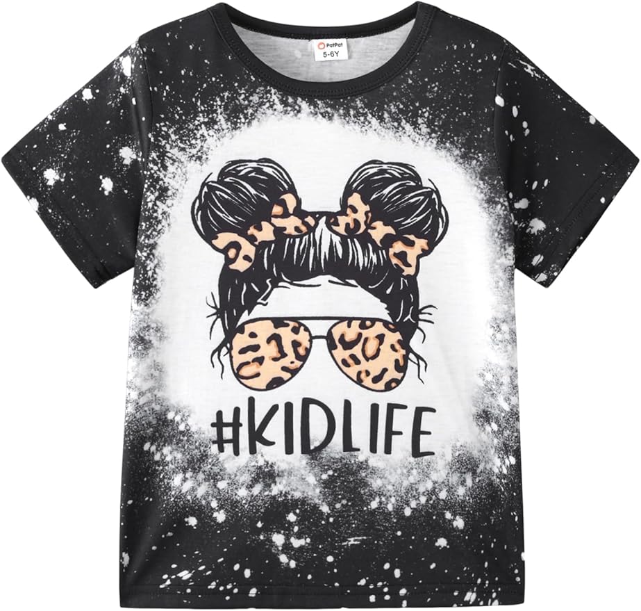 PATPAT Girls Crewneck Short Sleeve Graphic Tees Animal Print Shirts Cute Summer Outfits 5-12 Years