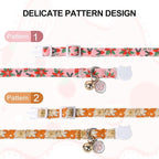 Unique Style Paws Christmas Kitten Collar,2 Pack Cat Collar for Girl Cats with Flower Pattern,Breakaway Cat Collar with Bell,Cute Paw Pendant,Ideal Gift for Boy Girl Cats