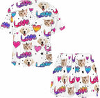 D-Story Custom Short Pajama Set with Pet Face Personalized Photo Sleepwear 2 Pieces Pjs Nightwear Xmas Gift for Women