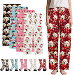 Custom Couple Pajama Pants Sock with Funny Face, Personalized PJ Anniversary Birthday Women Men Pants